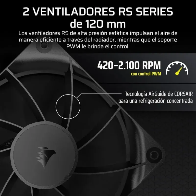 Corsair Nautilus 240 RS LCD Refrigeración Líquida CPU AIO 240mm LCD IPS 2,1'' 2x RS120 Intel/AMD Negro