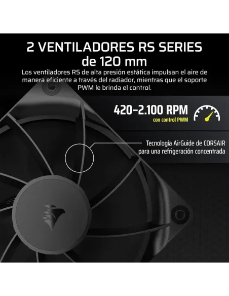 Corsair Nautilus 240 RS LCD Refrigeración Líquida CPU AIO 240mm LCD IPS 2,1'' 2x RS120 Intel/AMD Negro