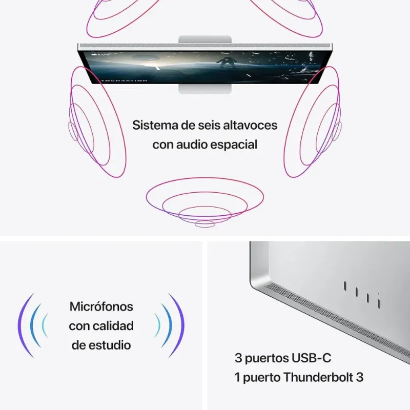 Apple Studio Display 27'' Retina 5K Vidrio Nanotexturizado Soporte Inclinable Thunderbolt 3 2025