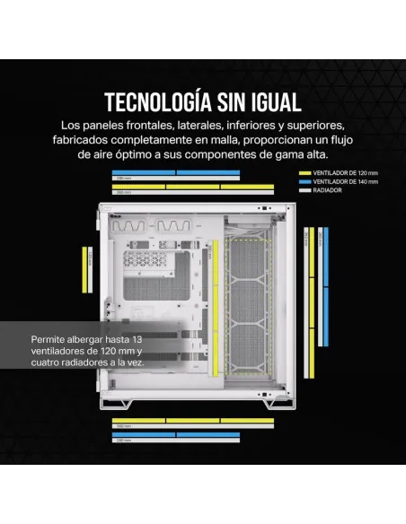 Corsair 6500D AirFlow Semitorre ATX Cristal Templado USB-C Blanca