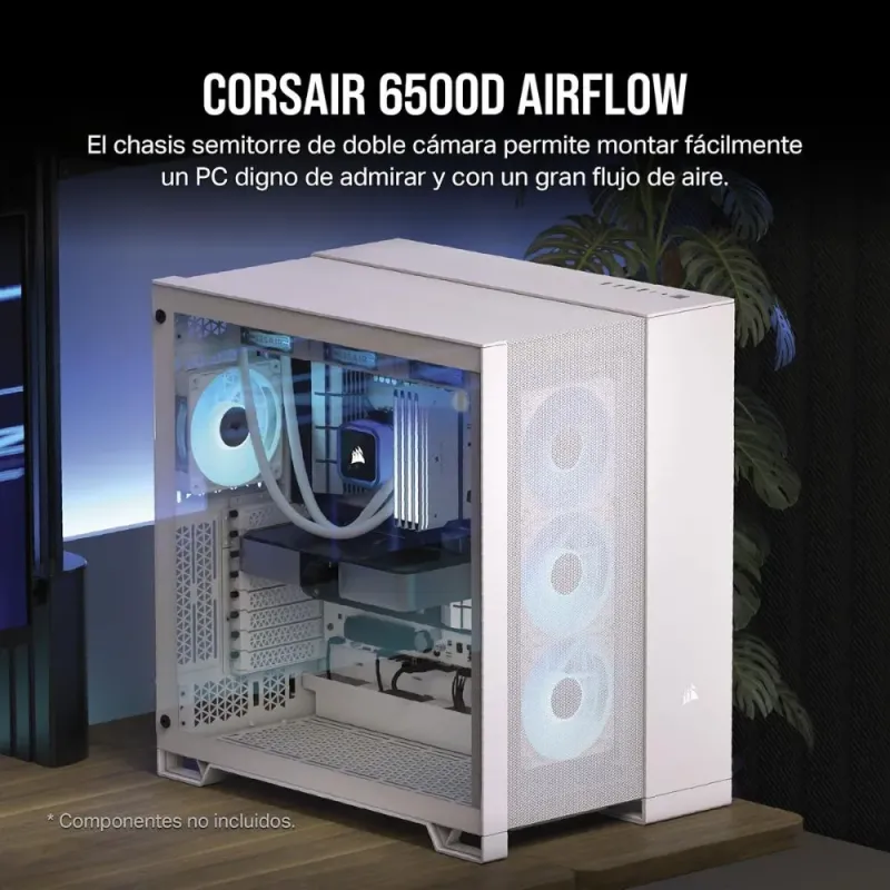 Corsair 6500D AirFlow Semitorre ATX Cristal Templado USB-C Blanca