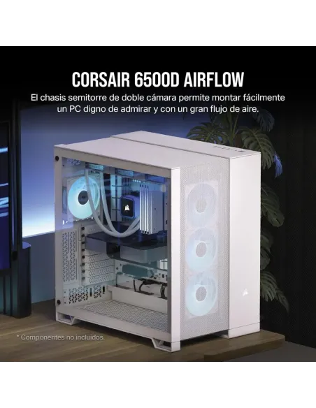 Corsair 6500D AirFlow Semitorre ATX Cristal Templado USB-C Blanca