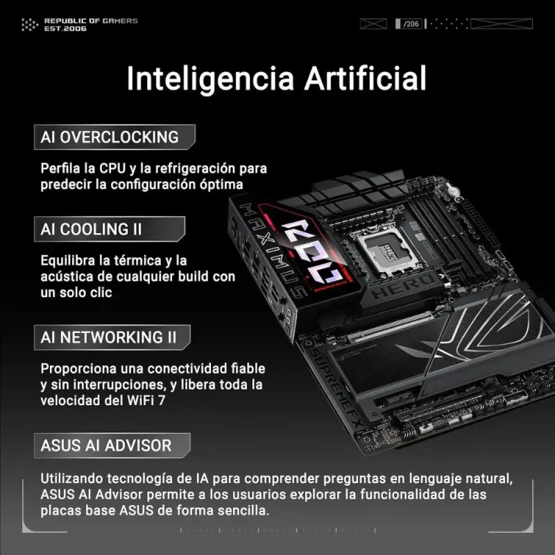 ASUS ROG Maximus Z890 Hero Placa Base ATX LGA1851 DDR5 PCIe 5.0 6x M.2 WiFi 7 Negro