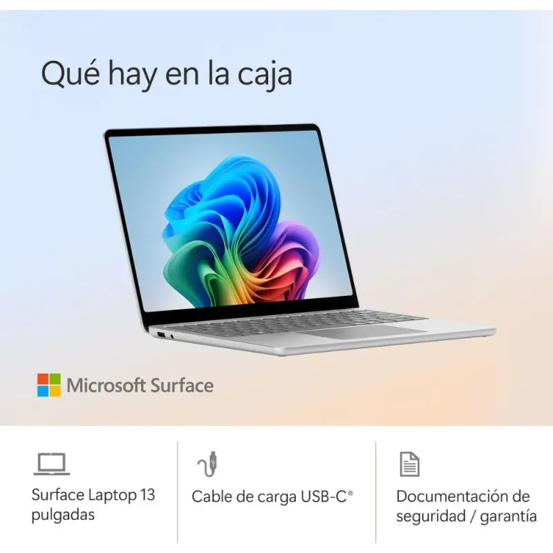 Microsoft Surface Laptop Copilot+ PC 13'' Snapdragon X Plus 16GB/512GB SSD Táctil Platino