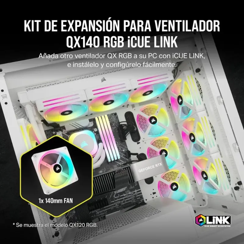 Corsair iCUE Link QX140 RGB RGB de Cúpula Magnética de 140mm Ventiladorcon 26
