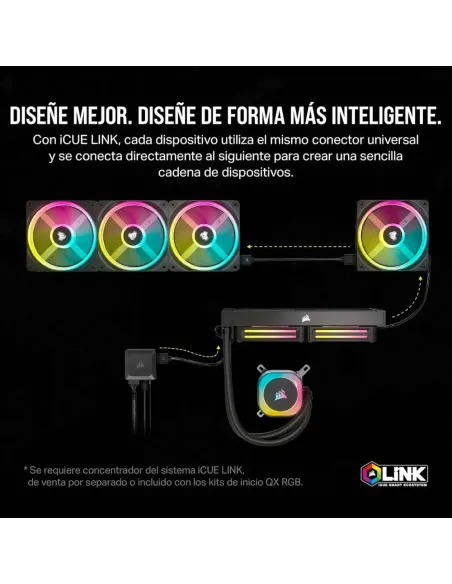 Corsair iCUE Link QX140 RGB RGB de Cúpula Magnética de 140mm Ventiladorcon 26
