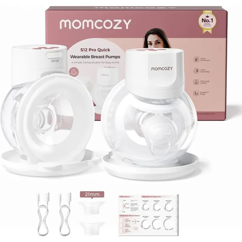Momcozy S12 pro + tragbare elektrische Doppel-Milchpumpe, Weiß