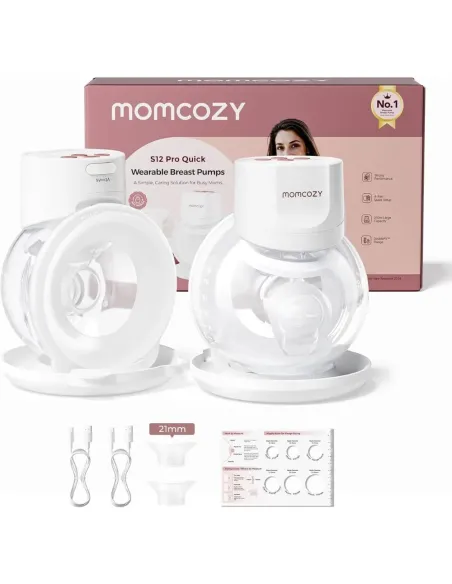 Momcozy S12 pro + tragbare elektrische Doppel-Milchpumpe, Weiß