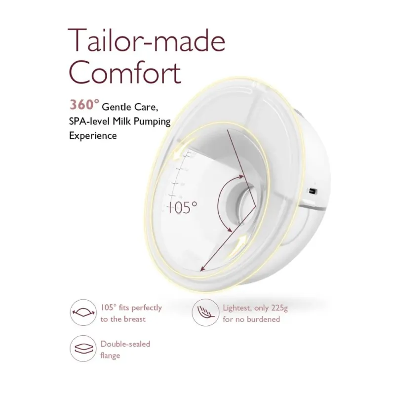 Momcozy M5 Smart tragbare elektrische Einzel-Milchpumpe Grau