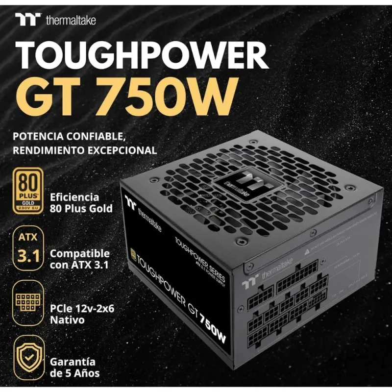 Thermaltake Toughpower GT 750W Fuente Alimentación Modular ATX 3.1 PCIe 5.1 80+ Gold Negro