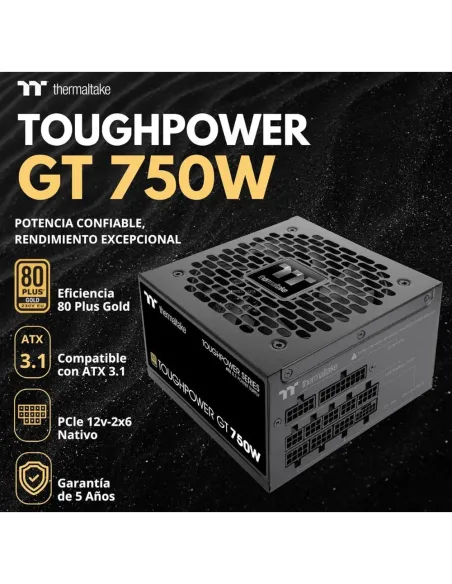 Thermaltake Toughpower GT 750W Fuente Alimentación Modular ATX 3.1 PCIe 5.1 80+ Gold Negro