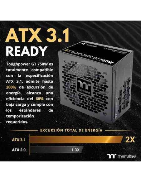Thermaltake Toughpower GT 750W Fuente Alimentación Modular ATX 3.1 PCIe 5.1 80+ Gold Negro