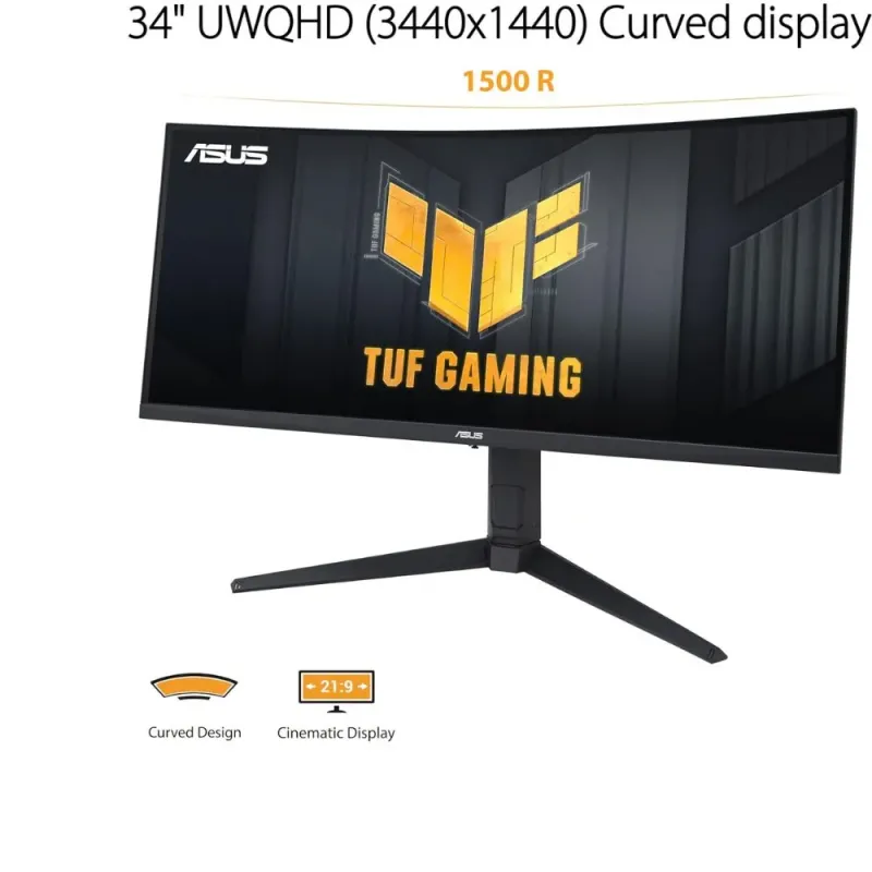 ASUS TUF Gaming VG34VQEL1A - Monitor Gaming Curvo de 34 Pulgadas, UWQHD, 100 Hz