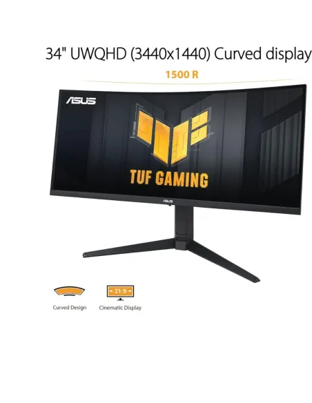 ASUS TUF Gaming VG34VQEL1A - Monitor Gaming Curvo de 34 Pulgadas, UWQHD, 100 Hz