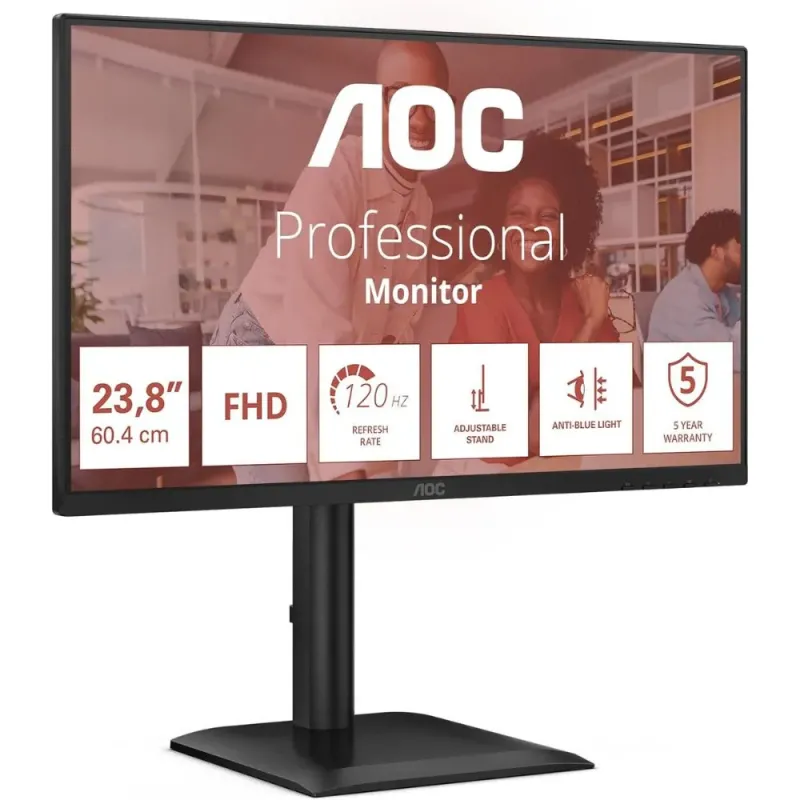 AOC 24E4U Monitor 24'' FHD IPS 120Hz 1ms HDR Adaptive Sync USB-Hub Höhenverstellbar Schwarz