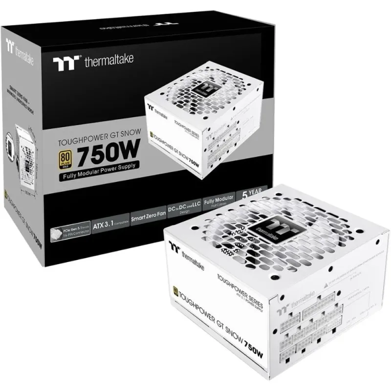Thermaltake Toughpower GT 750W Fuente Alimentación Modular ATX 3.1 PCIe 5.1 80+ Gold Blanco