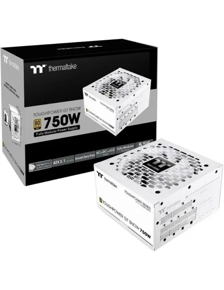 Thermaltake Toughpower GT 750W Fuente Alimentación Modular ATX 3.1 PCIe 5.1 80+ Gold Blanco