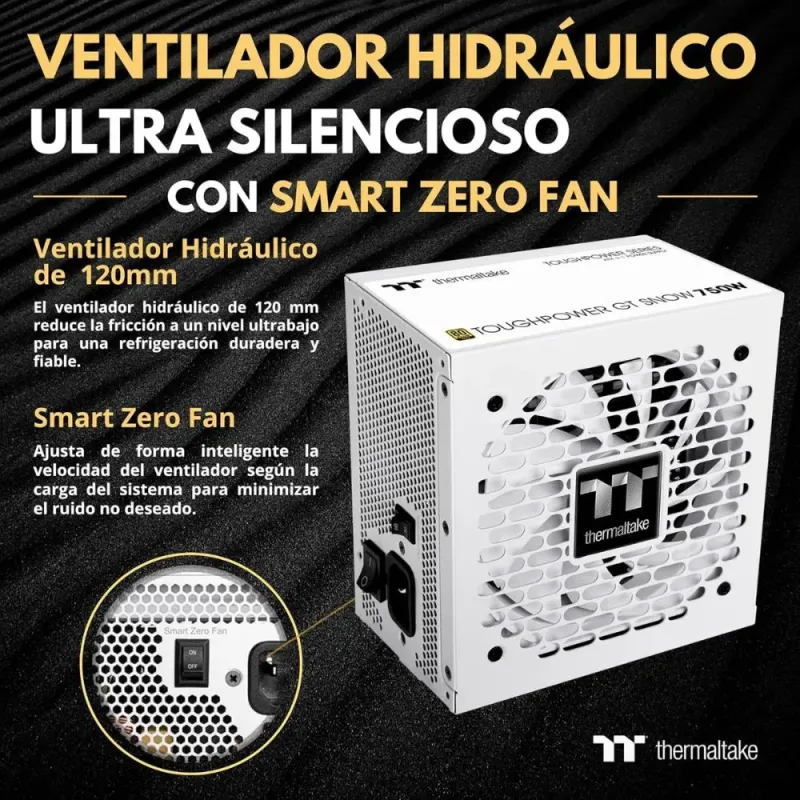 Thermaltake Toughpower GT 750W Fuente Alimentación Modular ATX 3.1 PCIe 5.1 80+ Gold Blanco