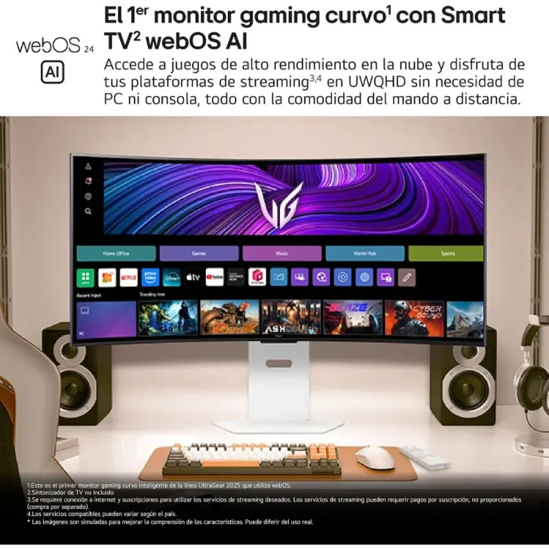 LG Ultragear Gaming 39GX90SA-W - 39'', OLED, WQHD, 240 Hz, 1ms, Curvo 800R
