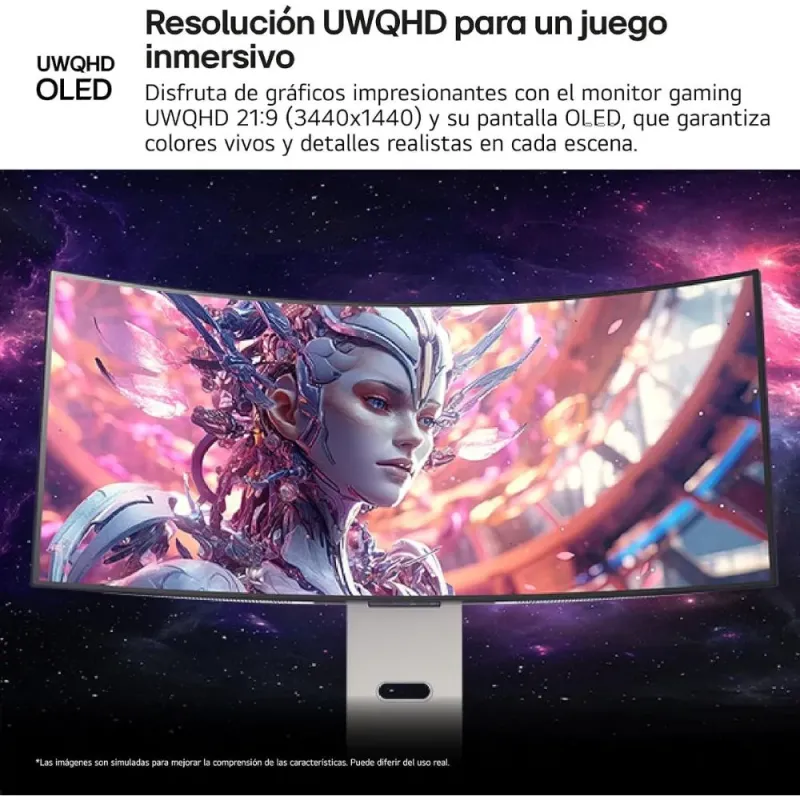 LG Ultragear Gaming 39GX90SA-W - 39'', OLED, WQHD, 240 Hz, 1ms, Curvo 800R