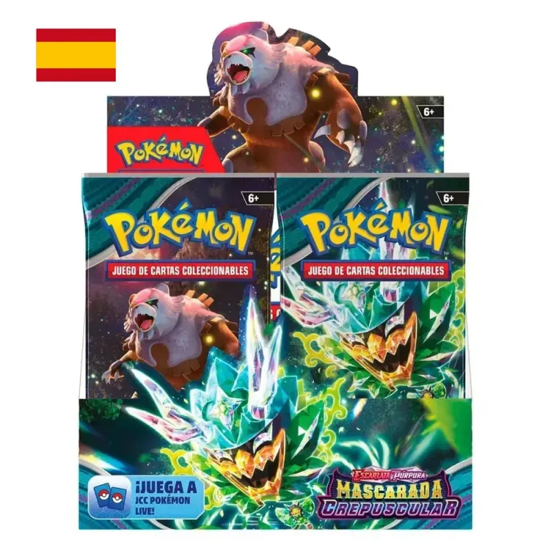 Pokémon JCC: Caja de sobres de mejora de Escarlata y Púrpura - Mascarada Crepuscular