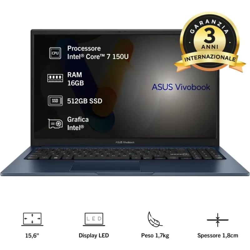 ASUS VivoBook 15 F1504VA Core 7 150U 16GB 1TB SSD Full HD