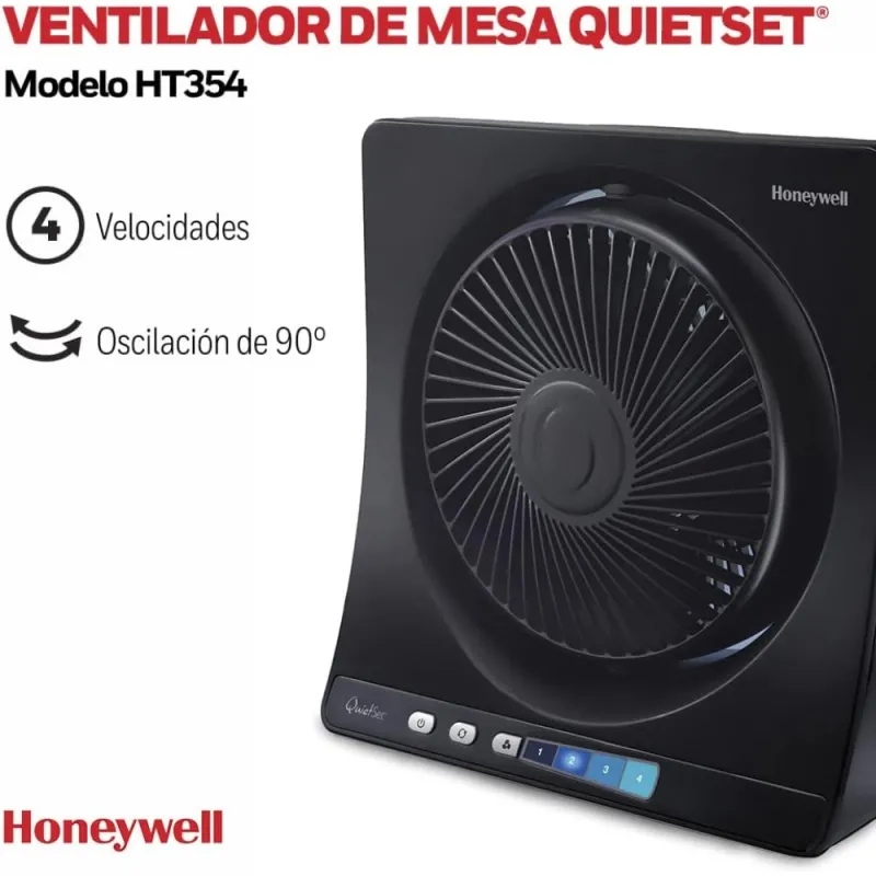 Ventilador de Sobremesa HONEYWELL HT354E, 35 W, 4 velocidades, Negro