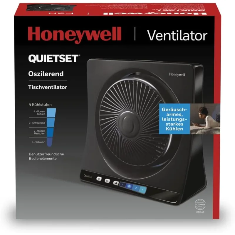 Ventilador de Sobremesa HONEYWELL HT354E, 35 W, 4 velocidades, Negro
