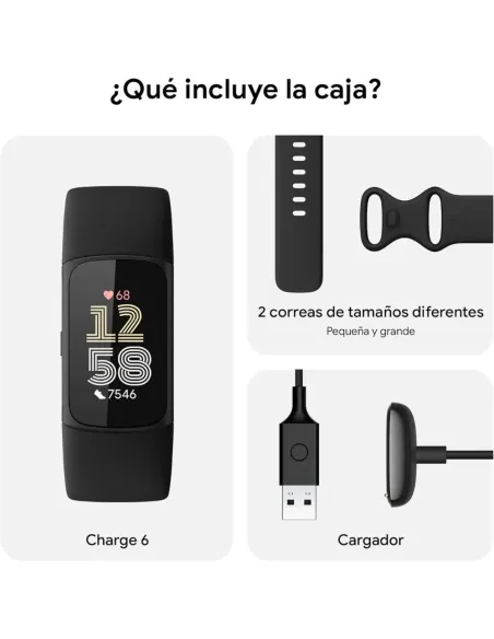 Fitbit Charge 6 Obsidian - Pulsera Actividad GPS Google