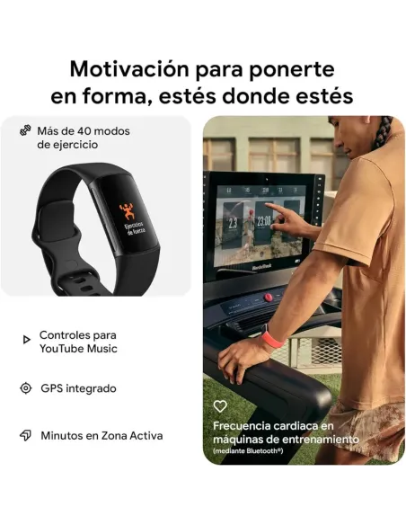 Fitbit Charge 6 Obsidian - Pulsera Actividad GPS Google