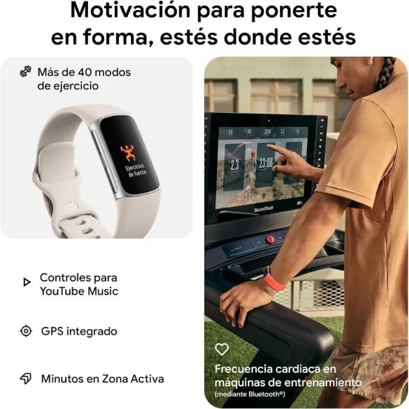 Fitbit Charge 6 Porcelain Silver: Pulsera GPS AMOLED y Google
