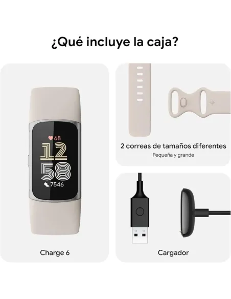 Fitbit Charge 6 Porcelain Silver: Pulsera GPS AMOLED y Google
