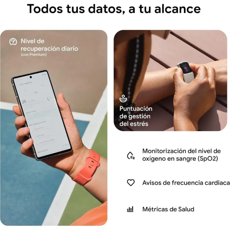 Fitbit Charge 6 Porcelain Silver: Pulsera GPS AMOLED y Google