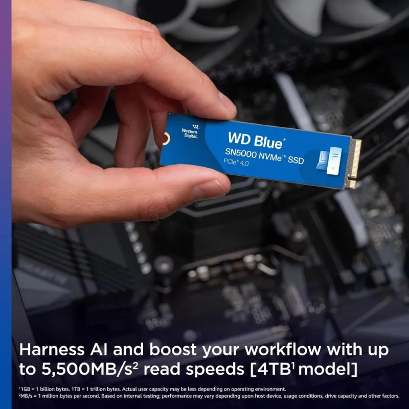 Western Digital Blue SN5000 SSD M.2 NVMe 1TB PCIe Gen4 x4 hasta 5150MB/s