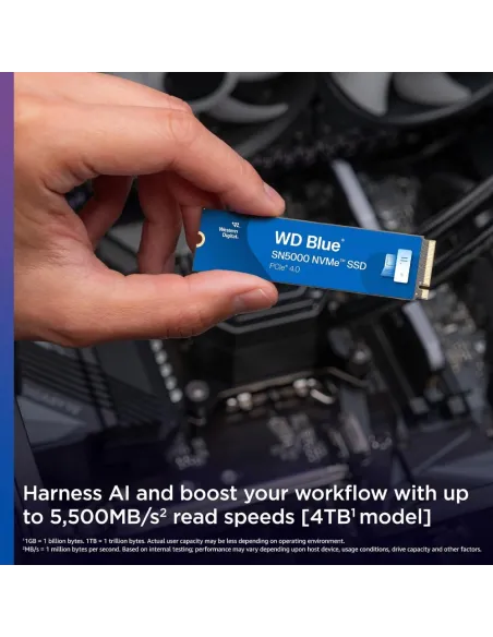 Western Digital Blue SN5000 SSD M.2 NVMe 1TB PCIe Gen4 x4 hasta 5150MB/s