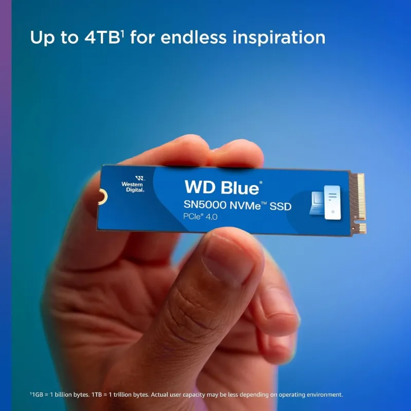 Western Digital Blue SN5000 SSD M.2 NVMe 1TB PCIe Gen4 x4 hasta 5150MB/s