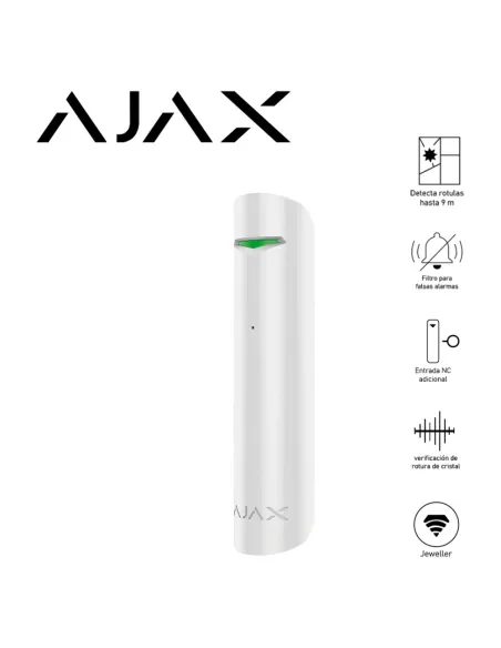 AJAX GlassProtect | Detector rotura cristal 9m inalámbrico