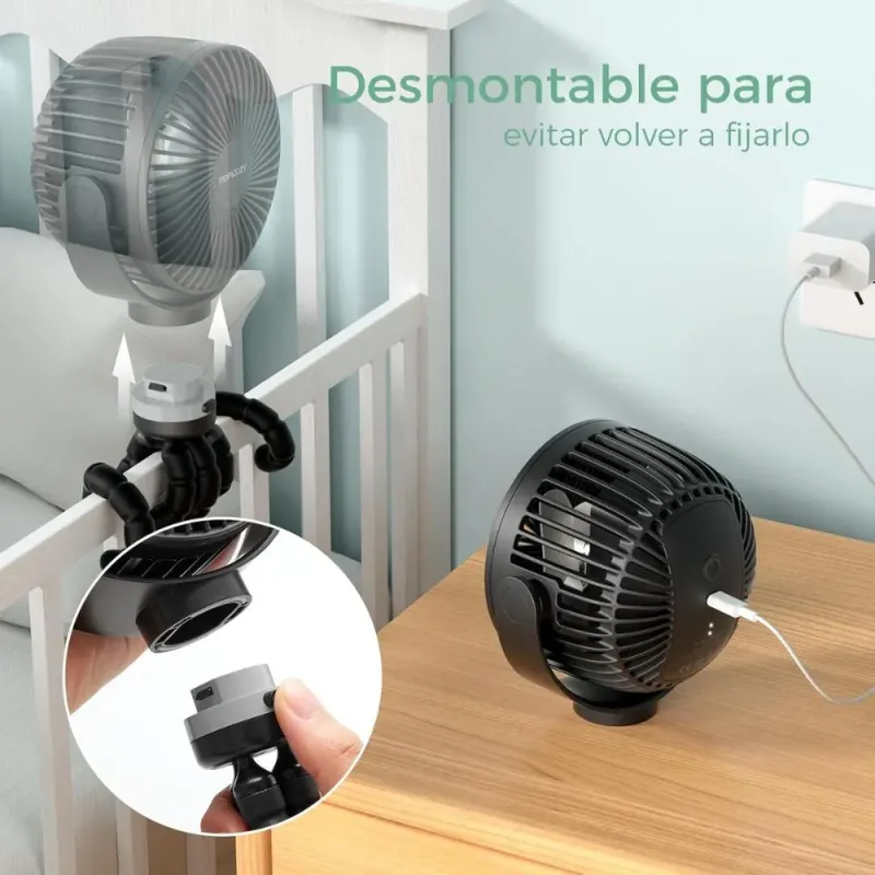 Ventilador con clip para cochecito Momcozy Negro