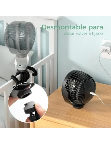 Ventilador con clip para cochecito Momcozy Negro