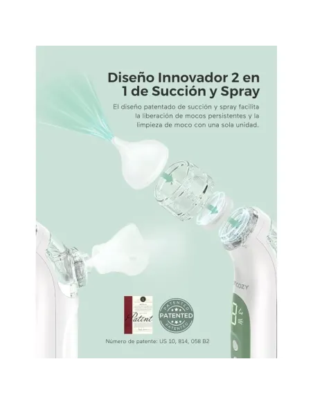 Momcozy aspirador nasal 2 en 1 spray succión 65 kPa