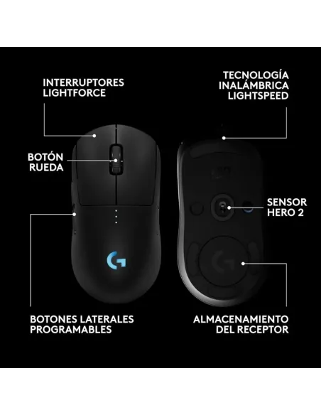 Logitech G Pro 2 Lightspeed, Bluetooth, Inalámbrico, 44.000 ppp, Ambidiestro - Ratón Gaming