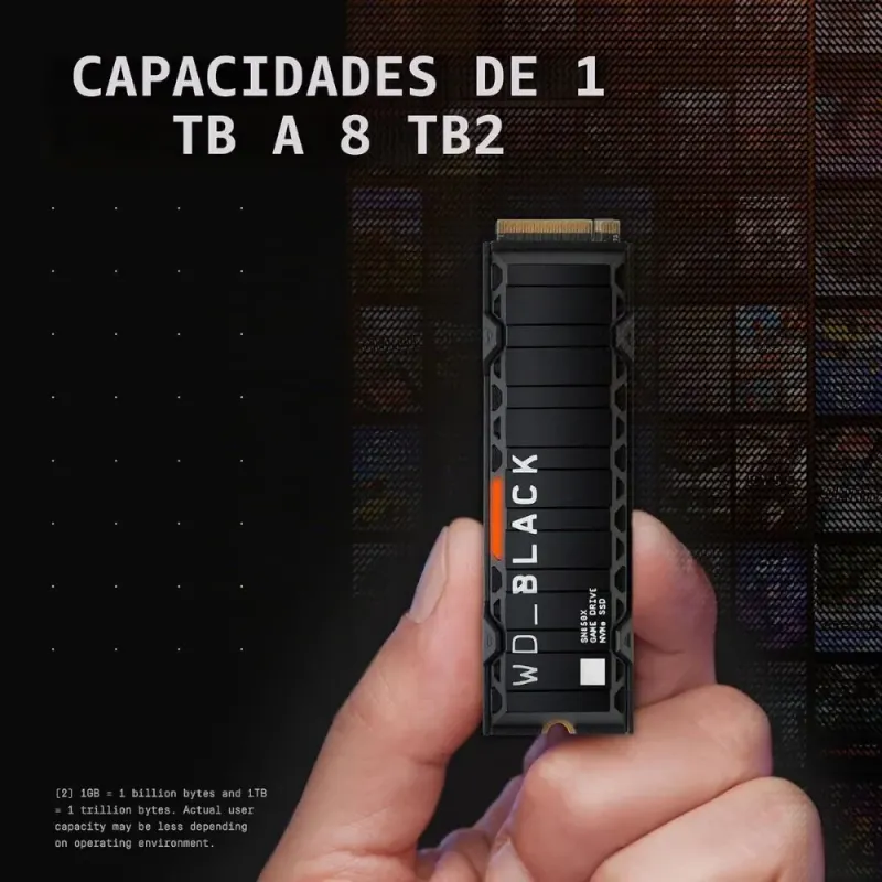 WD Black SN850X SSD M.2 NVMe 1TB PCIe Gen4 Disco Duro Sólido Interno Gaming 7300MB/s con Disipador