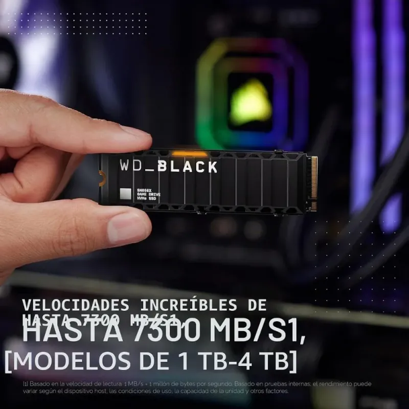 WD Black SN850X SSD M.2 NVMe 1TB PCIe Gen4 Disco Duro Sólido Interno Gaming 7300MB/s con Disipador
