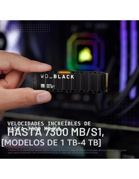 WD Black SN850X SSD M.2 NVMe 1TB PCIe Gen4 Disco Duro Sólido Interno Gaming 7300MB/s con Disipador