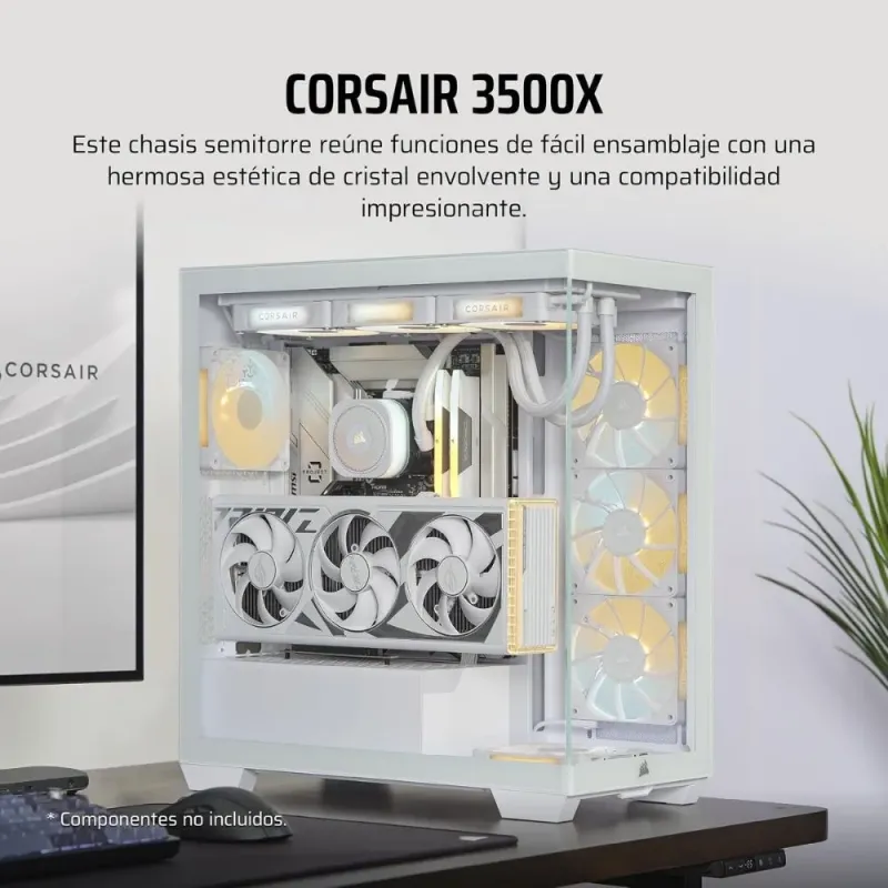 Corsair 3500X Torre Blanca ATX | Chasis Gaming Cristal Templado