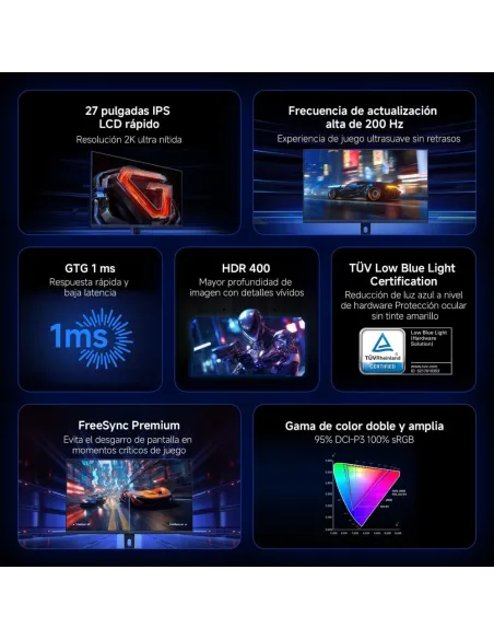 Xiaomi Monitor Gaming 2K 27 Pulgadas, 200Hz, 1ms GTG, HDR 400, P27QDB-RGGL