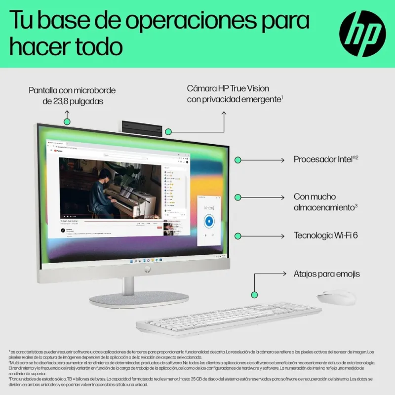 HP All-in-One 24-cr0013ss Ordenador Sobremesa 23,8'' Full HD Intel Core i3-N300 8GB RAM 512GB SSD