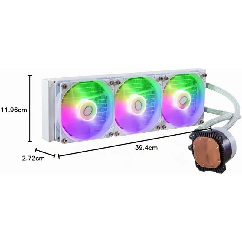 Cooler Master MasterLiquid 360 Core II Refrigeración Líquida CPU AIO 360mm ARGB TDP 280W Multisocket Blanco
