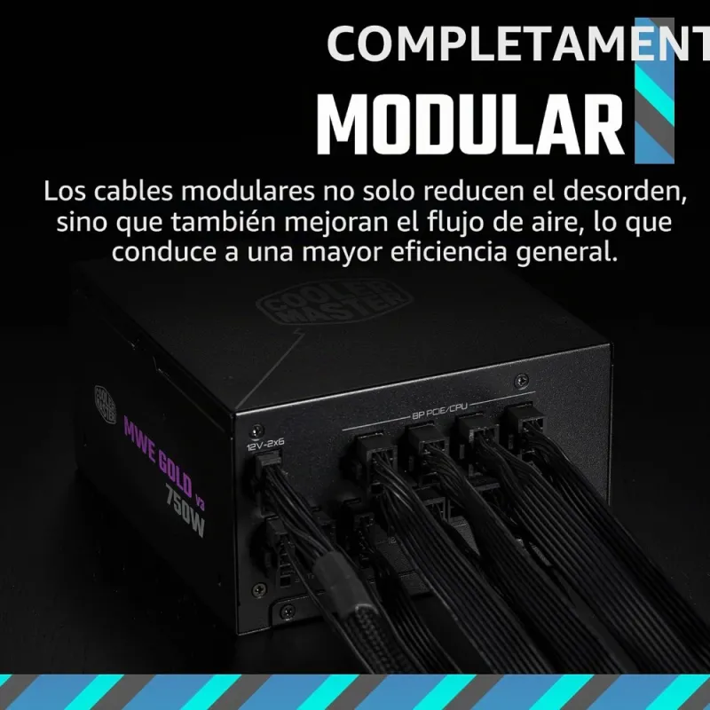 Cooler Master MWE V3 750W Fuente de Alimentación 80 Plus Gold ATX 3.1 12V-2x6 PFC Activo No Modular