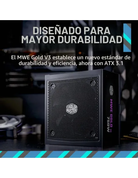 Cooler Master MWE V3 750W Fuente de Alimentación 80 Plus Gold ATX 3.1 12V-2x6 PFC Activo No Modular